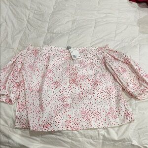 H&M Red and White Off-Shoulder Blouse